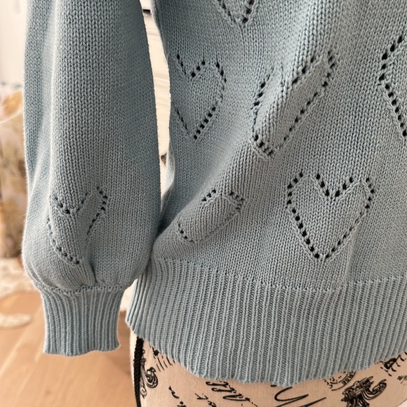 Anthropologie Heart-Shaped Pointelle Knit Top/Sweater - Picture 9 of 11